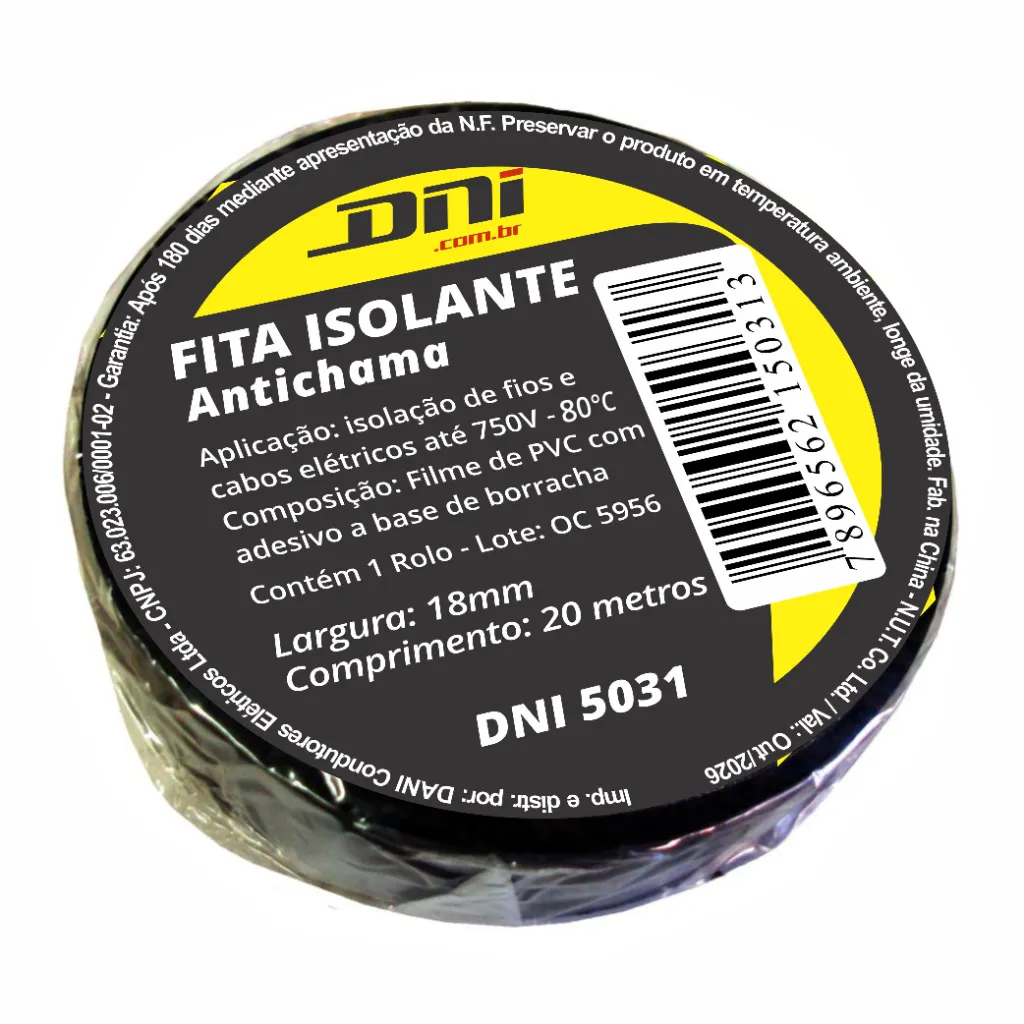 FITA ISOLANTE EM PVC - PRETO - 20M